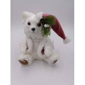 ENFEITE NATALINO URSO MENINO BRANCO