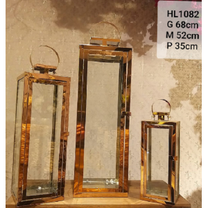 LANTERNA COM 3 PCS METAL INOX