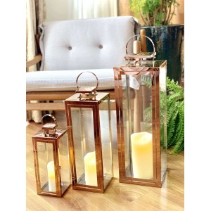 LANTERNA COM 3 PCS METAL INOX