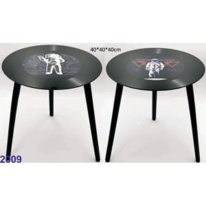 MESA DE VIDRO FJT-12 DECORADA PÉ DE MADEIRA