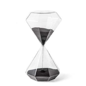 AMPULHETA EM VIDRO  AREIA PRETA 30 MIN.