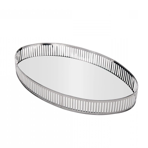 BANDEJA METAL C/ESPELHO BERLIN PRATA