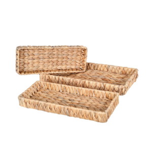 BANDEJA EM FIBRA NATURAL COM 3 PEÇAS