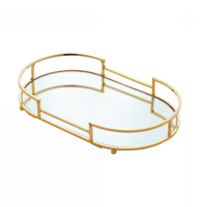 BANDEJA DECORATIVA METAL DOURADA