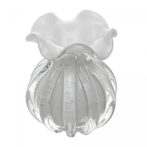 VASO DE VIDRO   ITALY BRANCO LEITOSO