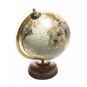 GLOBO TERRESTRE  DECORATIVO C/ BASE EM  MADEIRA
