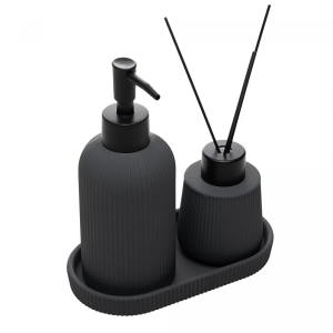 CJ 3 PÇS P/BANHEIRO  SOFT TOUCH SKETCH CINZA CERÂMICA